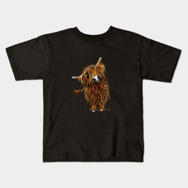 Highland Cow Print, Animal Print ' CoooWeee ' Kids T-Shirt by ShirleyMac